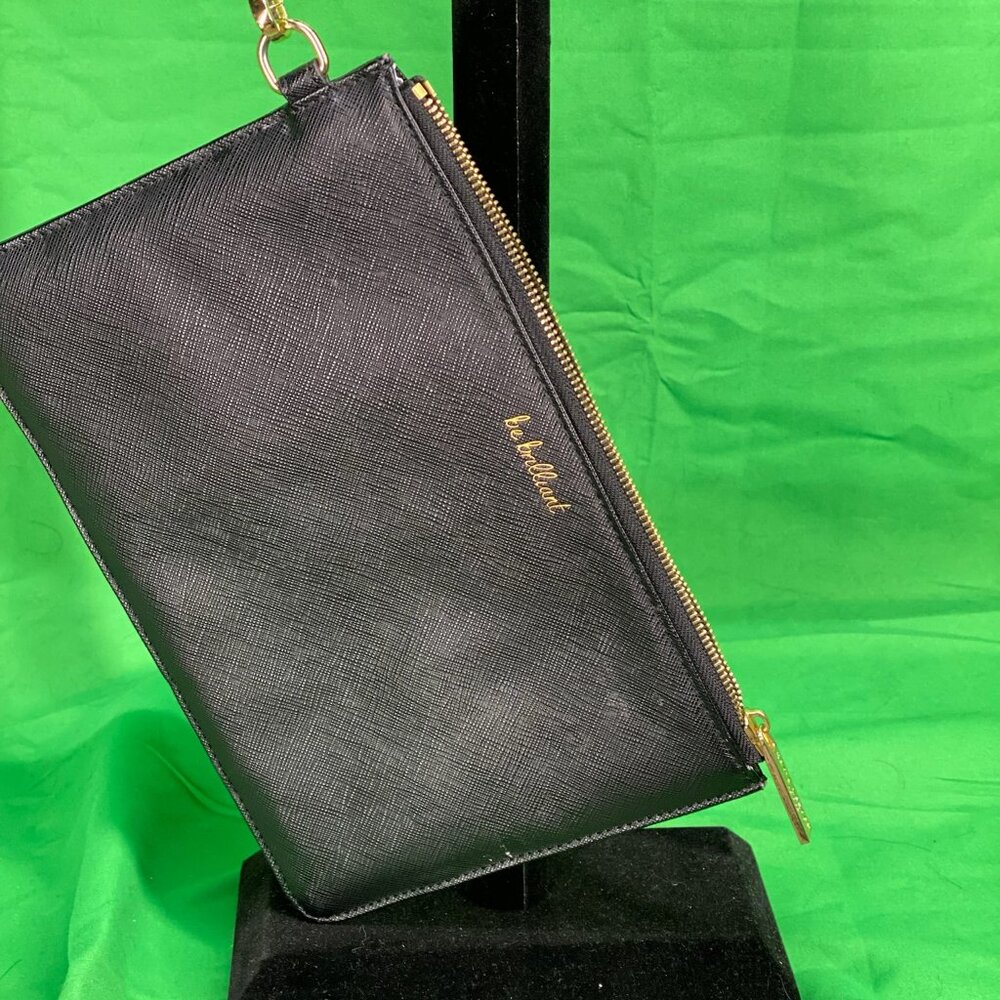Small Black Hand bag gold zipper ad chain Katie Laxton London